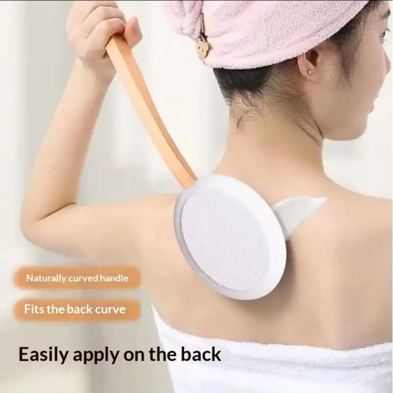 Applicatore Multifunzione per Lozioni, Protezioni Solari e Unguenti, Spazzola per Doccia con Manico Lungo in Legno, Applicatore per Schiena