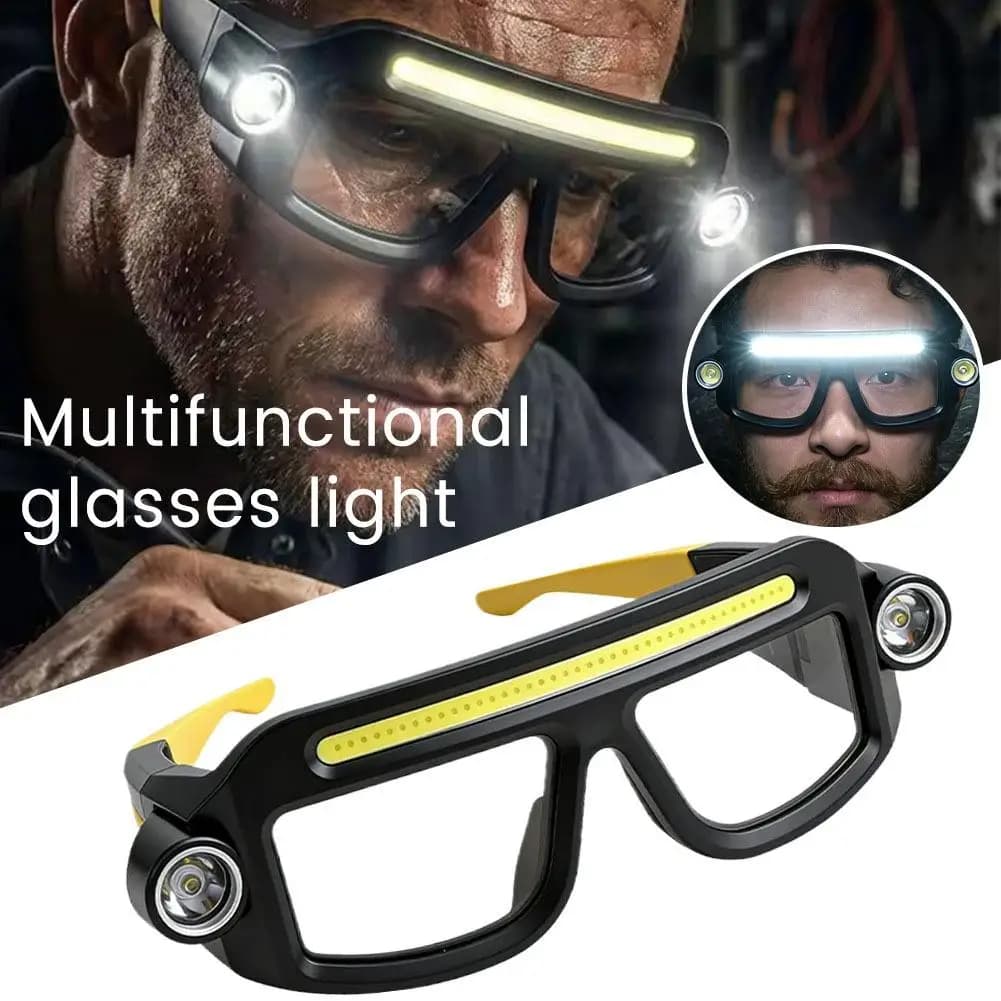 Occhiali di Sicurezza LED con Sensore di Movimento, Ricaricabili, Luce COB Staccabile, Visione Notturna per Pesca e Riparazioni, 1 Pezzo
