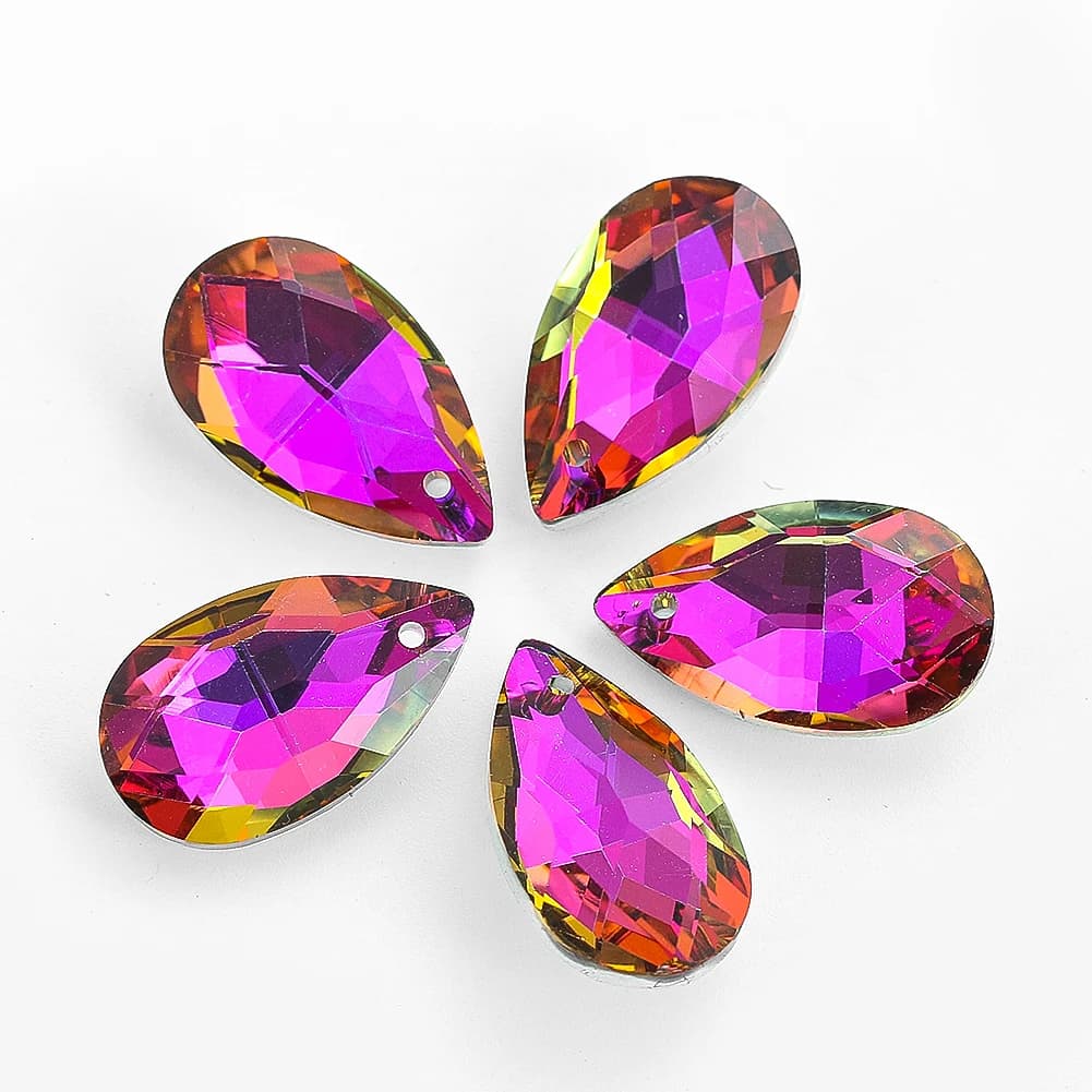5PCS Rainbow Angel's Tears Glazed Crystal Pendants for Chandelier Handmade Solar Collector Refracting Shinning Garden Decoration