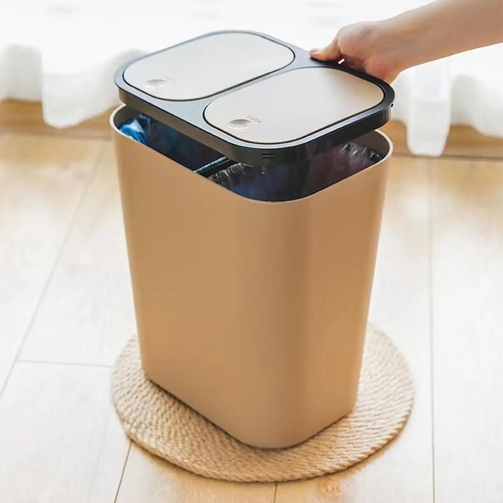 Duals 2 scomparti bidone della spazzatura asciutto e bagnato bidoni della spazzatura cucina riciclaggio bidone della spazzatura bidone della spazzatura contenitore della spazzatura per uso domestico