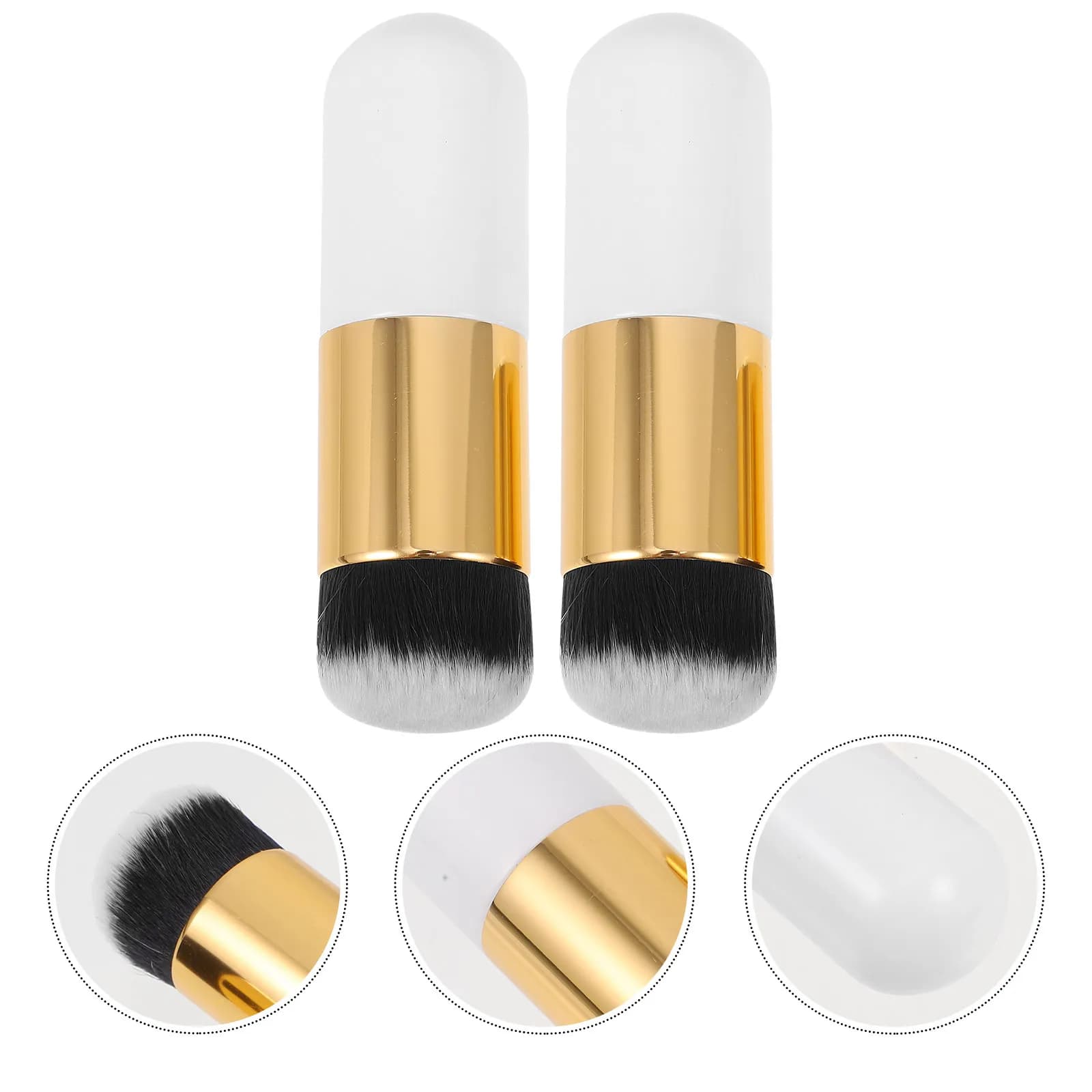 Set di 2 Pennelli per Trucco Premium Sintetici per Sfumare Fondotinta, Blush e Cipria, Strumento Cosmetico per Donne