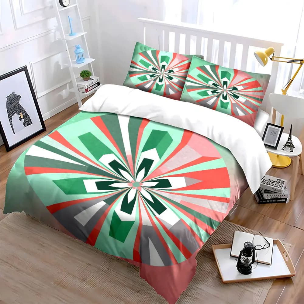 Set di biancheria da letto con motivo geometrico, morbido e confortevole, include 1 copripiumino e 2 federe, idea regalo