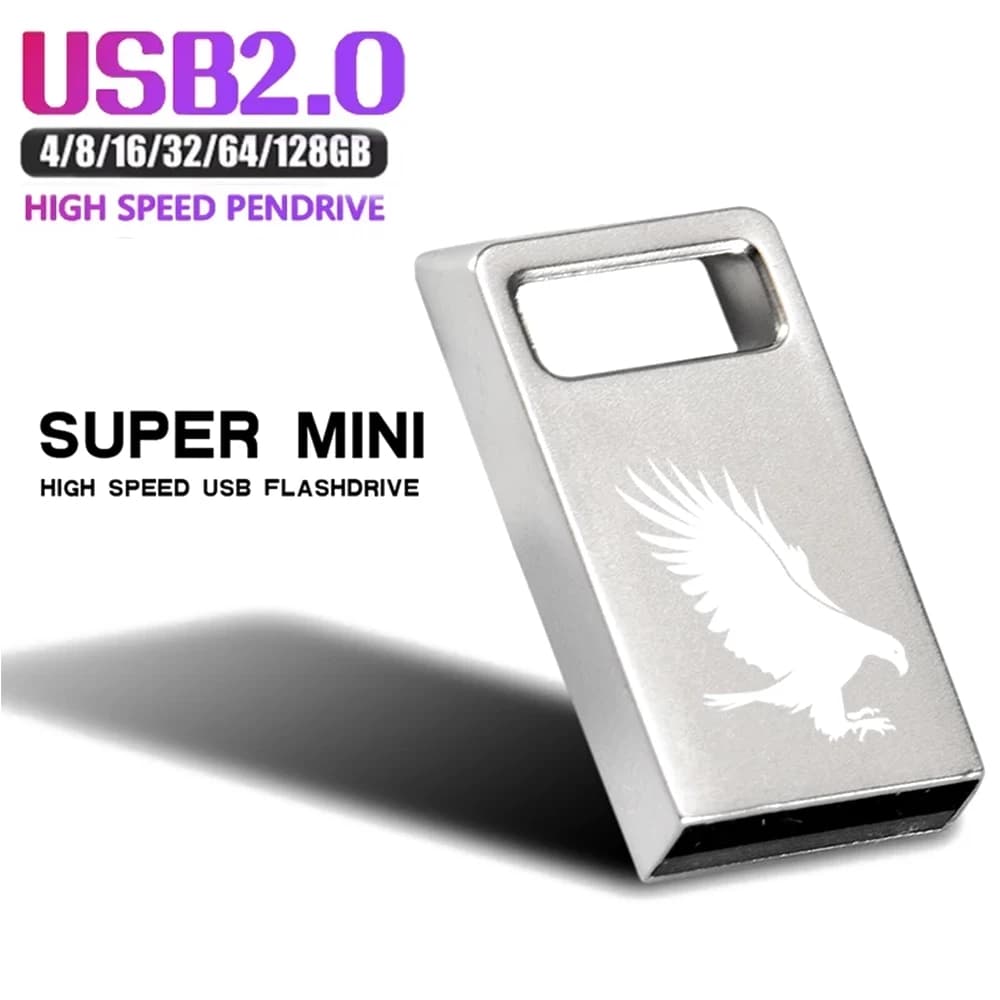 Metal USB Flash Drive 128GB Waterproof Memory Stick 64GB Silver Pen Drive 32GB Mini Pendrive 16GB Creative Gift External Storage