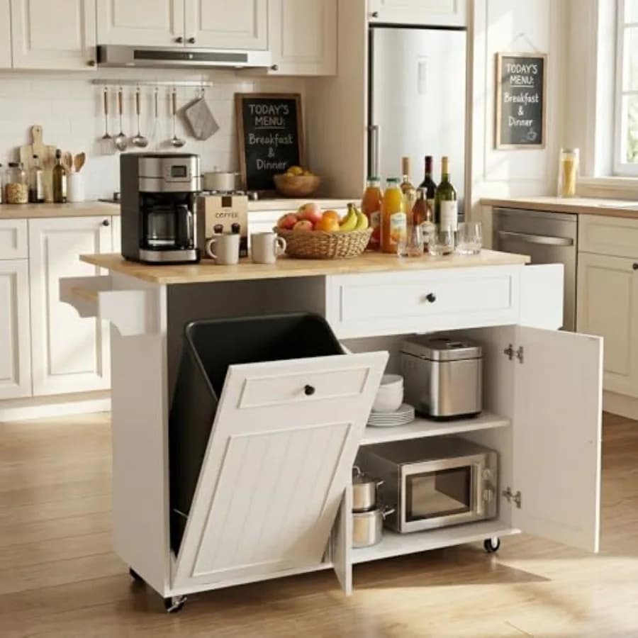 Carrello da cucina moderno per cucinare e ristorare, in acciaio inossidabile e legno, nero opaco, con presa di corrente, piano ribaltabile, contenitore a scomparsa