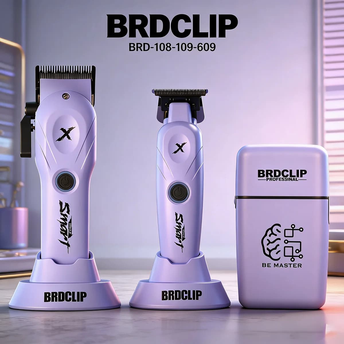 New Professional Barbiere Kit: BRDCLIP BRD-108 Electric Haircut with 8800RPM High Power Motor and BRD-109 10000RPM Rulebarba