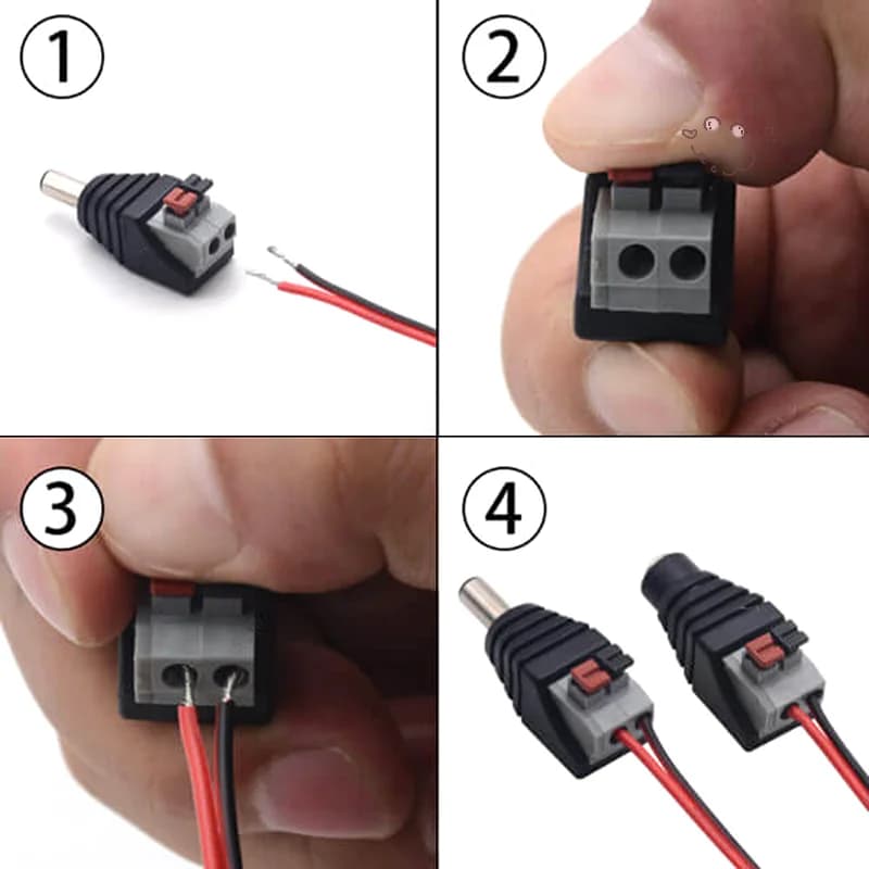 2 pz Saldatura Clip Libero Molla Connettore DC 5.5*2.1 MM Maschio Femmina Docking Spina Adattatore del Connettore DC Per La Striscia LED Senza Vite