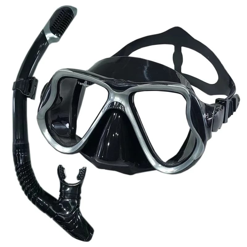 Diving Goggles Snorkel Set Diving Mask Men's and Women's Adult Large Frame Silicone Mask Swimming