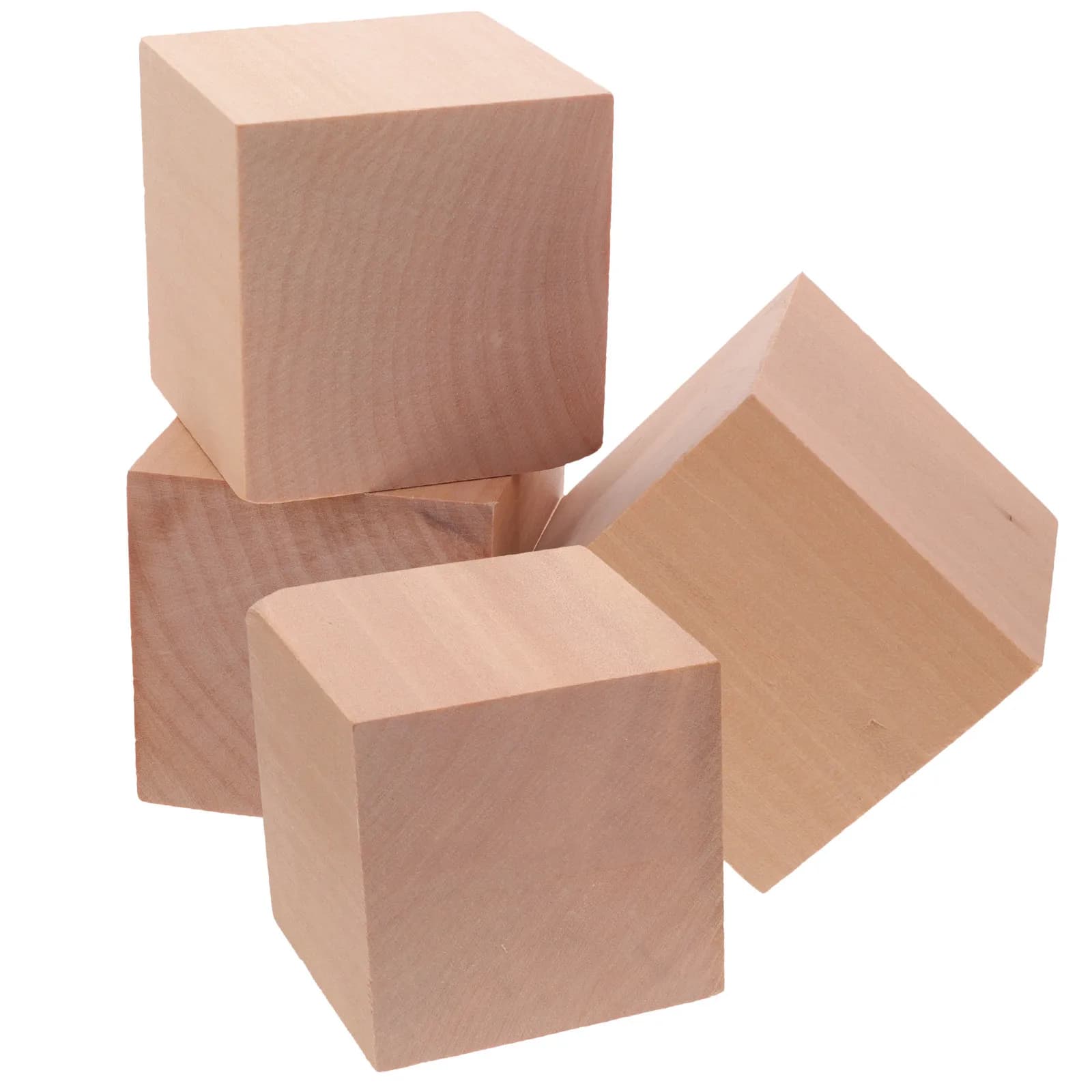 4 blocchi quadrati in legno, leggeri, di dimensioni compatte, sicuri, con finitura liscia, cubi in legno non verniciati per lavori manuali dei bambini