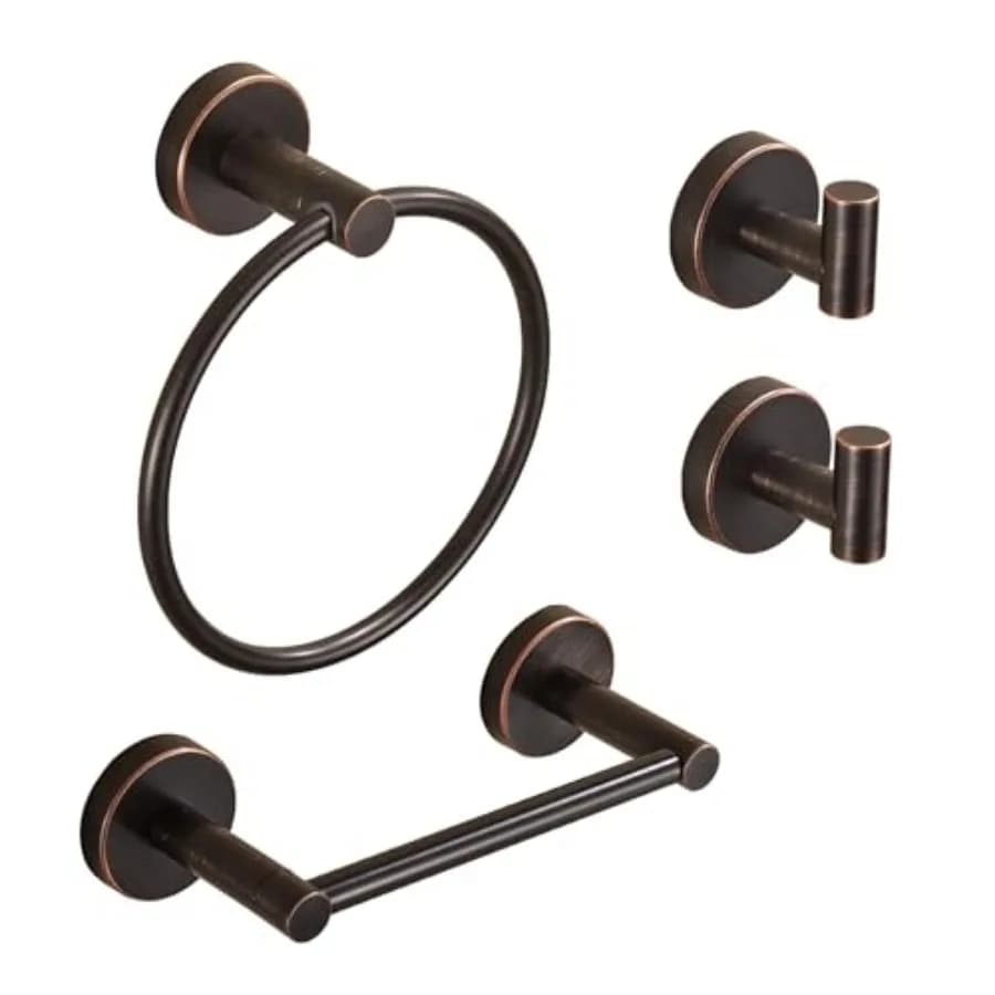Set di Accessori per Bagno in Bronzo, Porta Carta Igienica, Anello Porta Asciugamani, Ganci Appendiabiti, Porta Asciugamani da Parete, Accessori da Bagno in Acciaio Inossidabile
