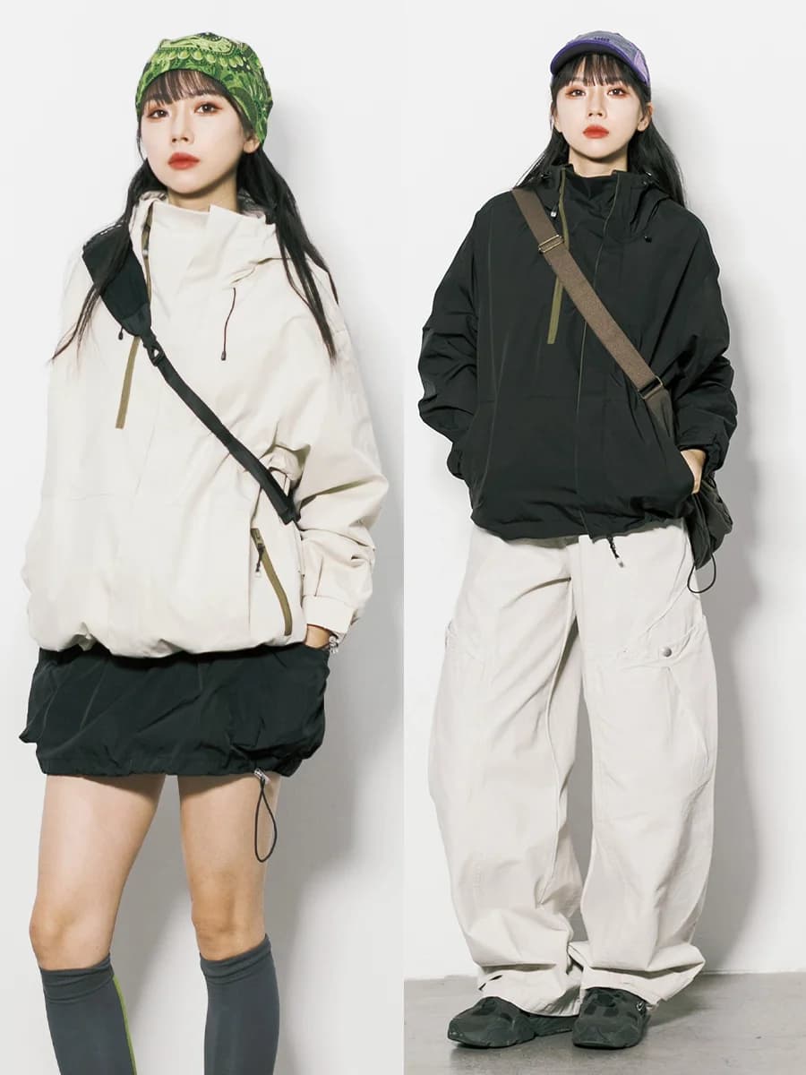 Outdoor Casual Hooded Zipper Jacket RCDB Men's Spring Autumn American Retro Hiking Clothing Polyester Fiber Blend Fabric
