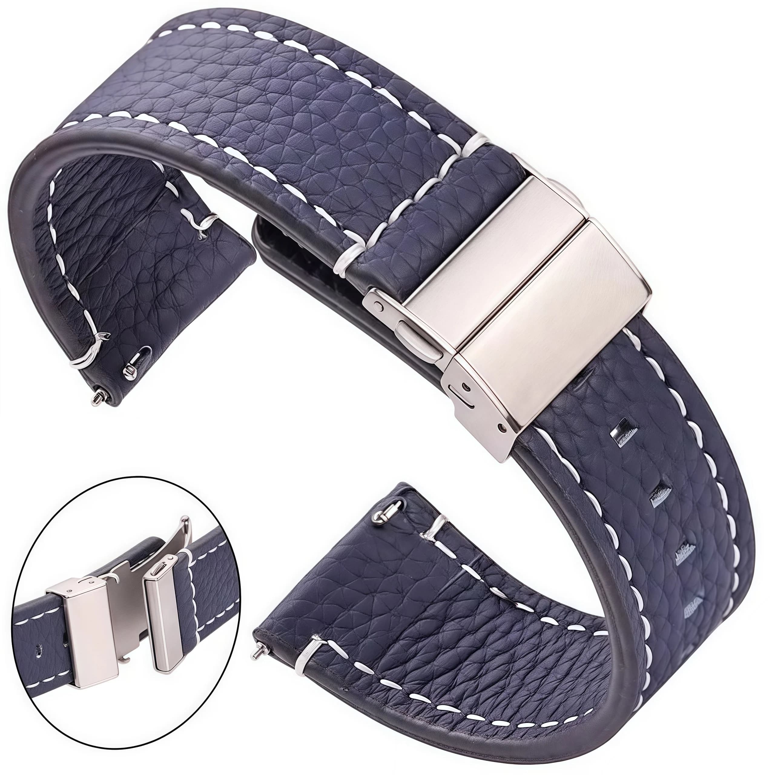 Cinturini in vera pelle per Samsung Galaxy Watch 3 4 5 cinturino donna uomo18mm 20mm 22mm 24mm cinturino da polso chiusura deployante