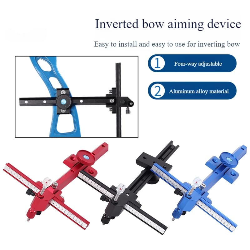 LJ Recurve T-Beam Mirino di regolazione fine a quattro vie in lega di alluminio Attrezzatura da puntamento per tiro ricurvo competitivo Accessorio per arco e freccia