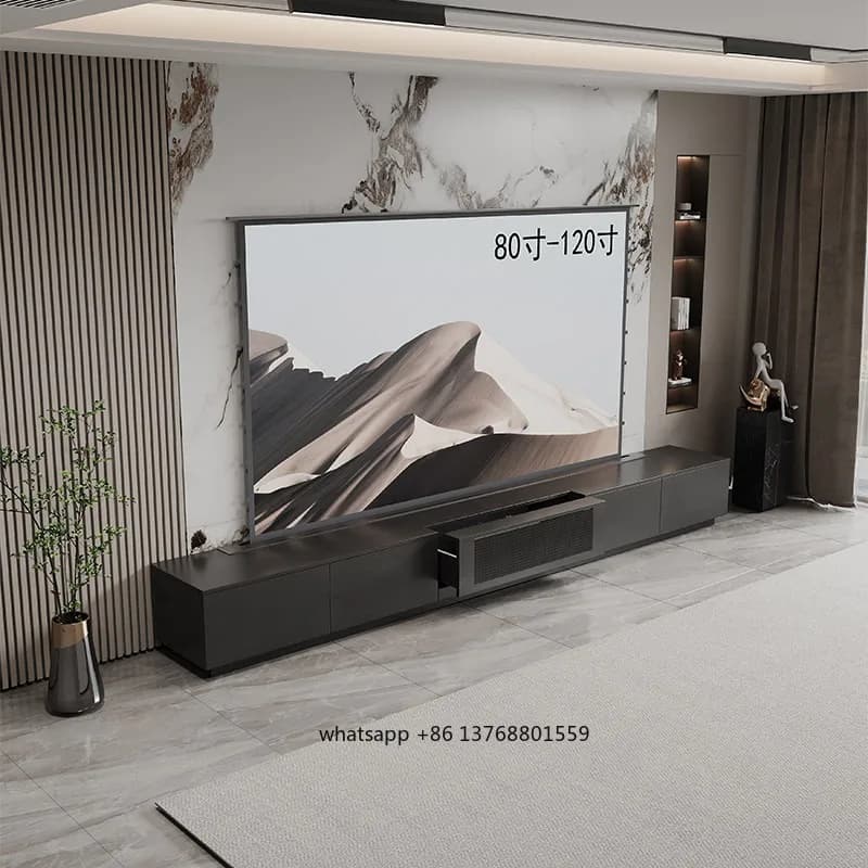 Nuovo Mobile TV 2026 con Schermo Elettrico a Sollevamento, Tavolo Telescopico Automatico Nascosto, Proiettore Integrato, Cabina Speciale Completamente Automatica