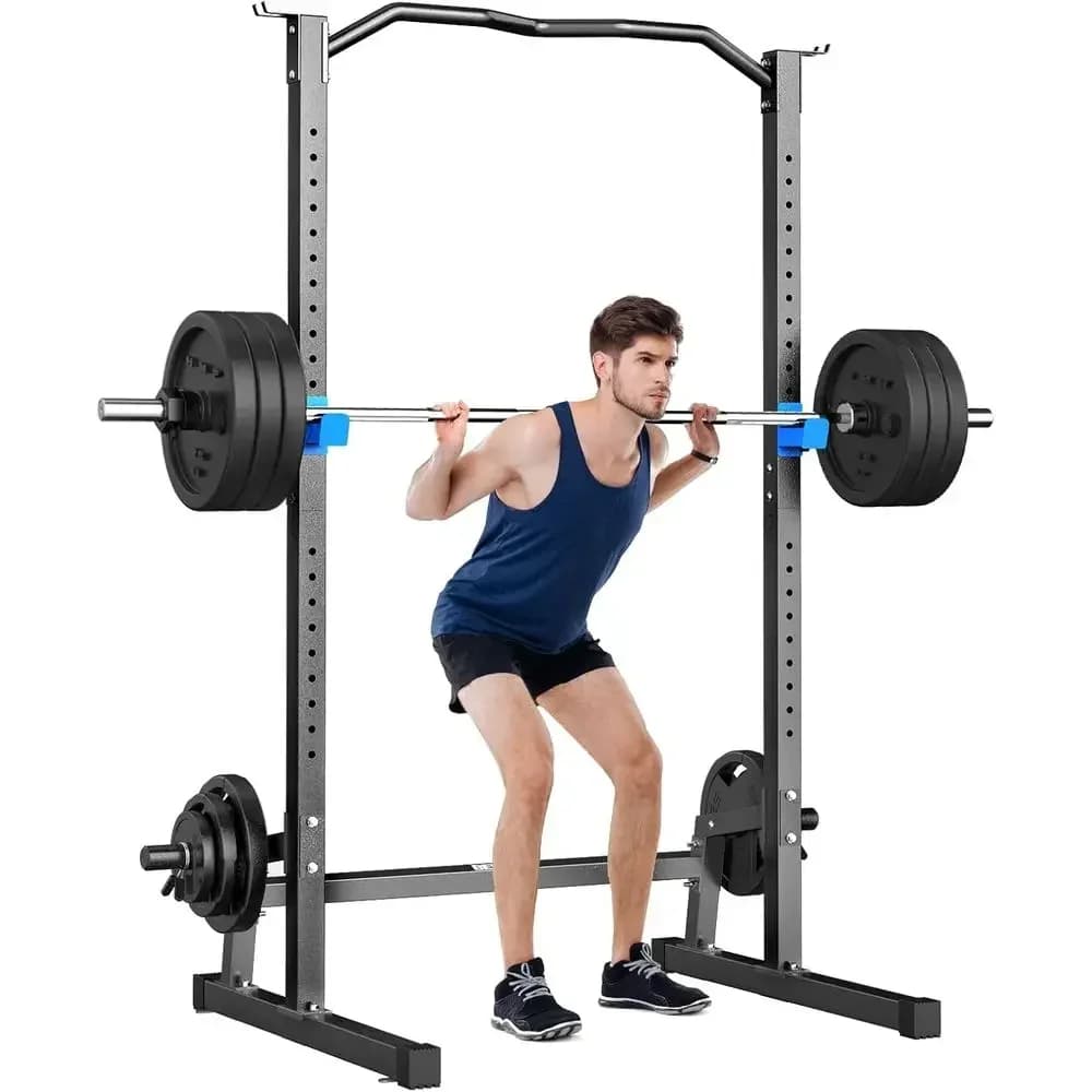 Power Rack Compatto per Palestra Domestica con Barra per Trazioni, Stoccaggio Regolabile e Design Salvaspazio