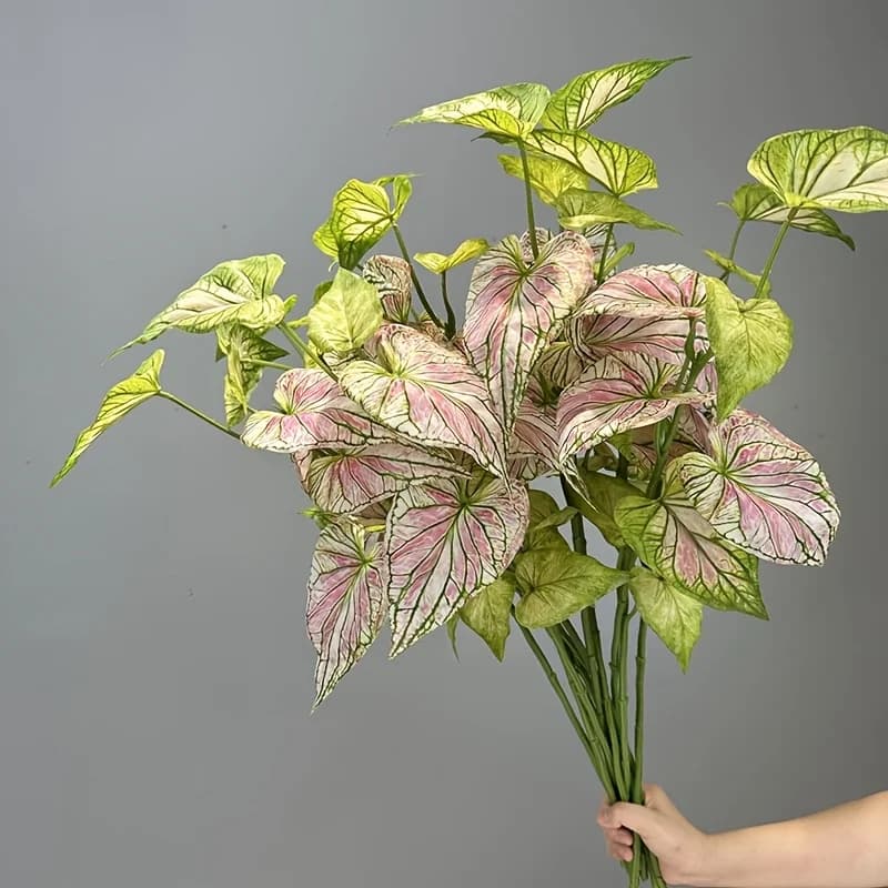 Set di 2 foglie di anthurium artificiali tropicali, piante verdi finte realistiche per la decorazione di tavoli di casa, ufficio e hotel, perfette per le vacanze e i festival, per la decorazione della casa tutto l'anno.