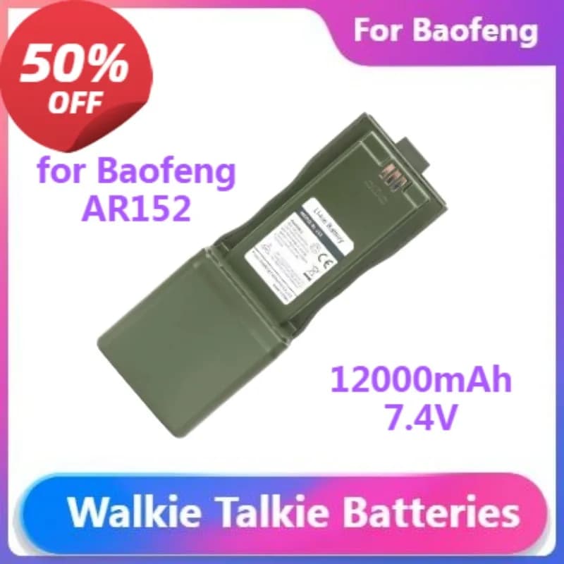 Batteria per radio bidirezionali tattiche Baofeng AR152 Batterie walkie-talkie 12000mAh 7,4V