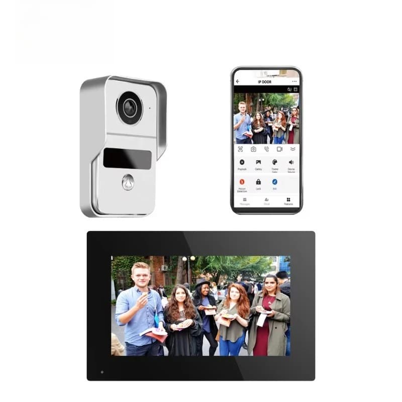 All Black WIFI Video Doorbell With Visual Angle SD Card Recording and Motion Detection