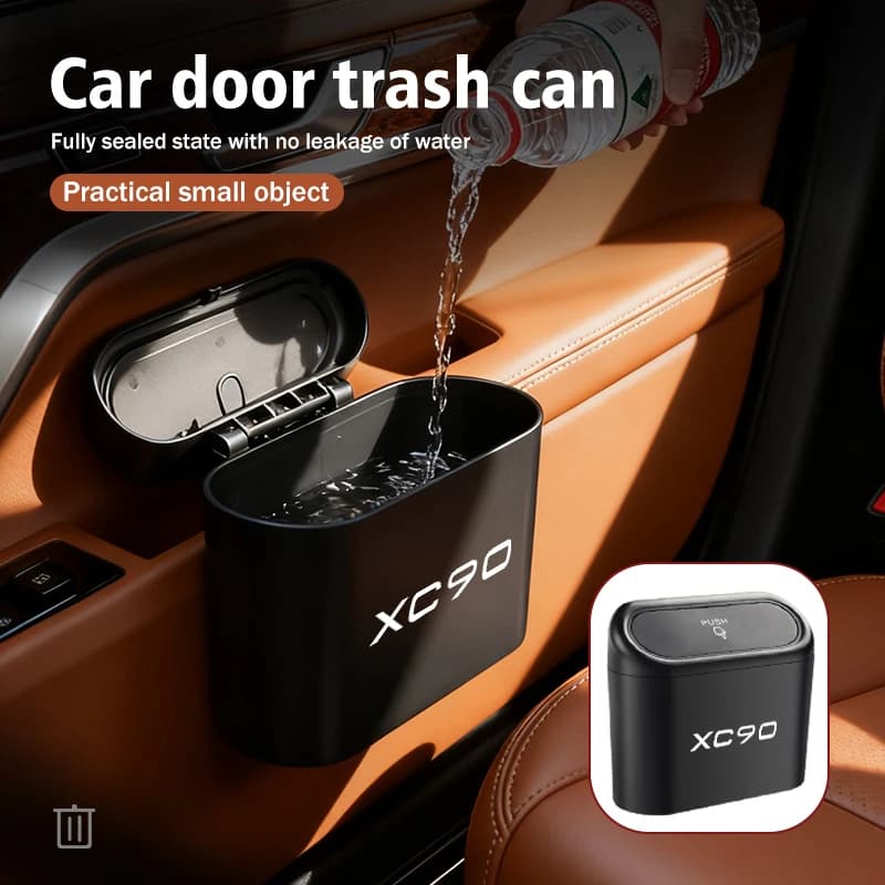 For Volvo Portable Hanging Car Trash Can Wastebasket Trash Bin with Lid Storage Bin XC90 S90 XC40 XC60 XC90 T5 T6 V40 S80 S60