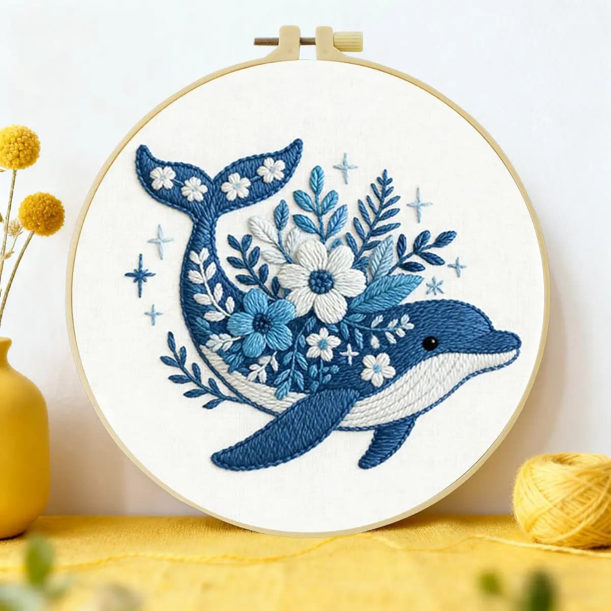 1pc 20X20CM/15X15CM 7.87/6.3inch Flower Embroidery Starter Kit DIY Kit DIY Embroidery Kit Manualidades Sewing Art Craft Painting