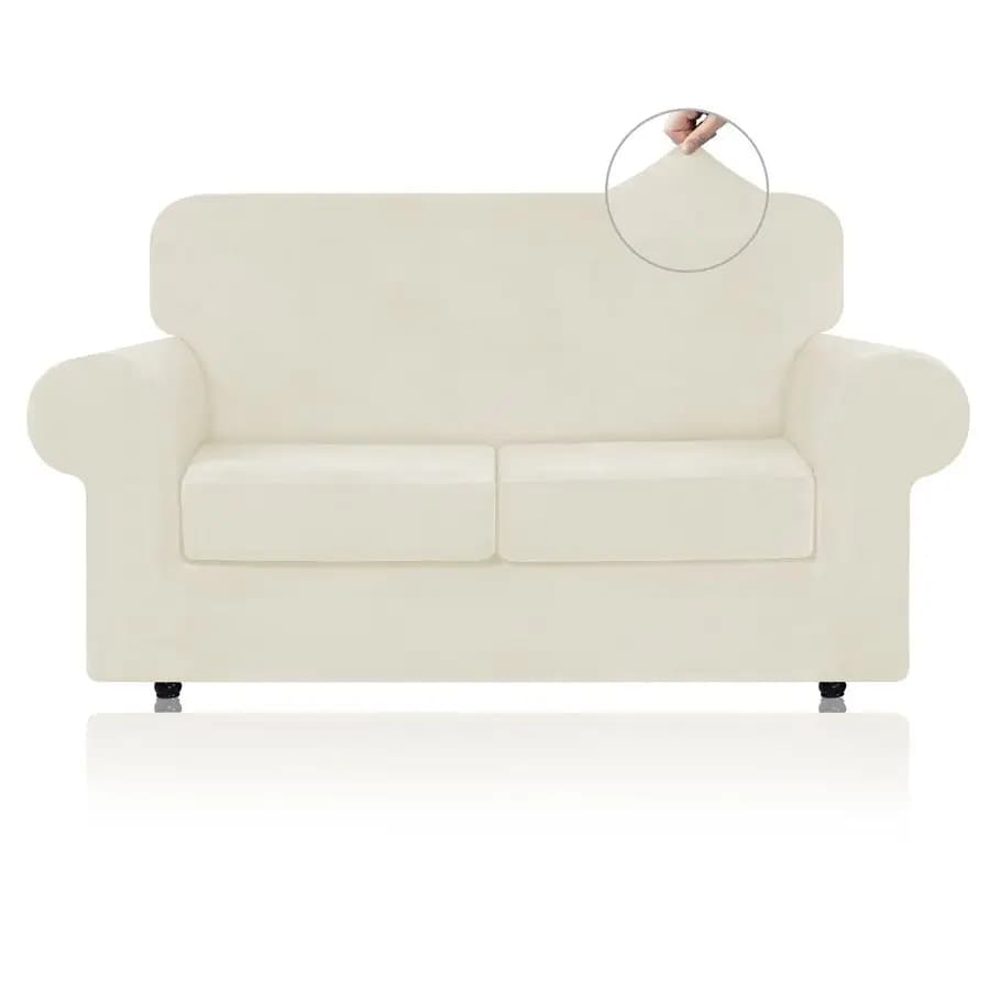 Velvet cover for 2 cushions, Elasticized Luxury, Velvet Felpato, Set of 3 Pieces with Elastic Bottom, Furniture