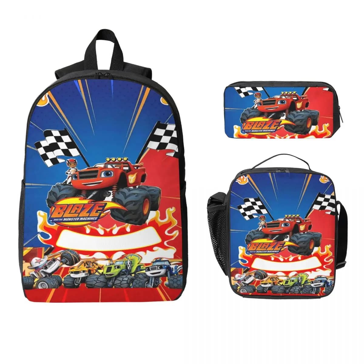 Blaze And The Monster Machines Backpack Set for Boy Girl Pencil Boxes Bookbag Sets with Lunch Box For School Students Knapsack