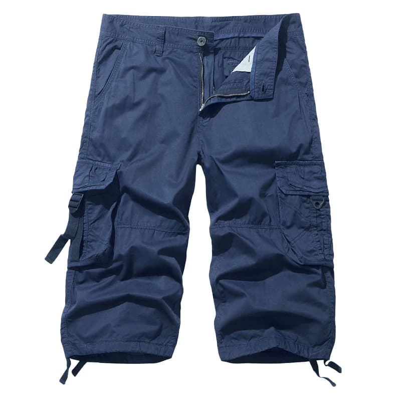 2025 Summer Men's Casual Pants Fashion Calf Lenght Trousers Multi Pockets Cargo Jogger Shorts Men Cotton Loose Short Pants Man