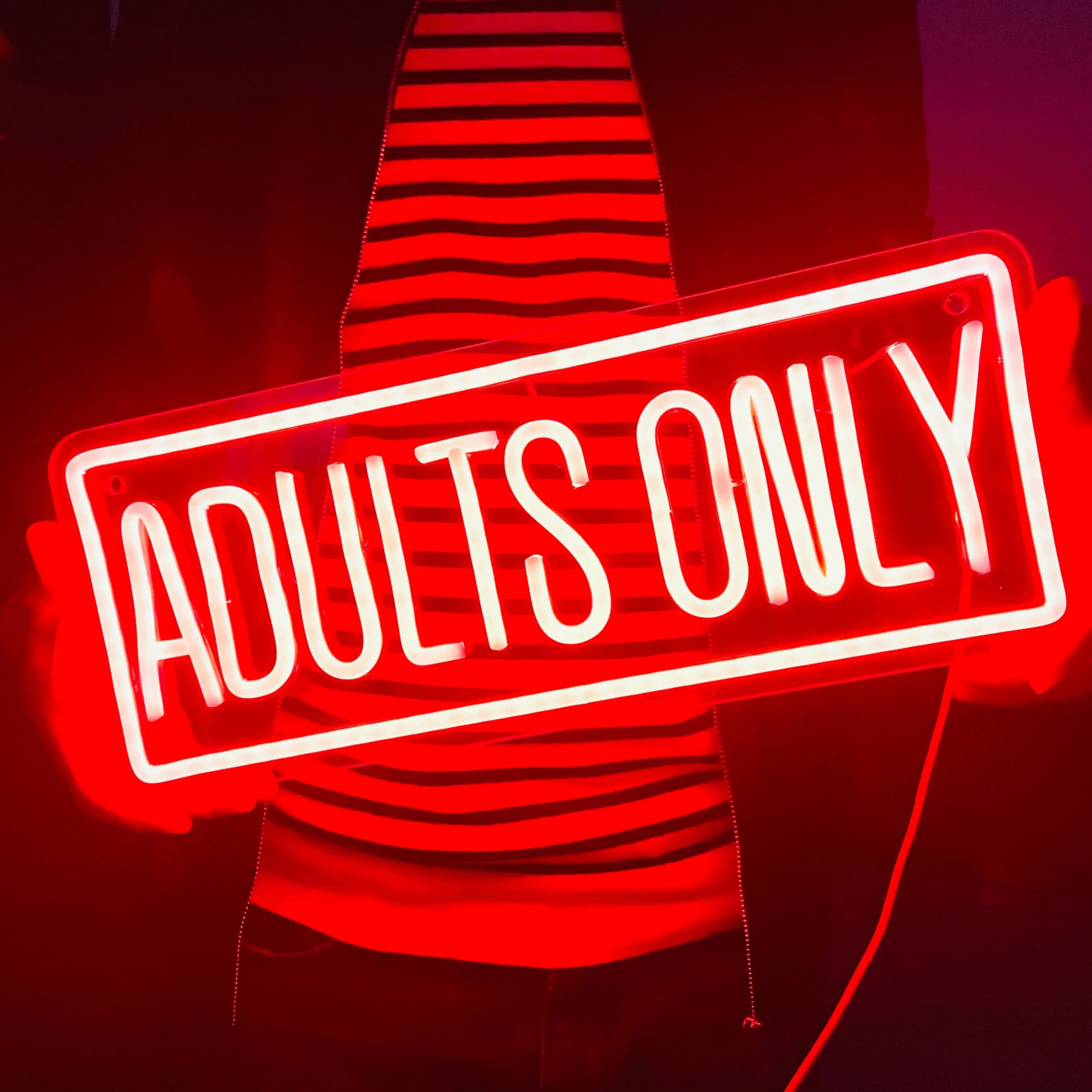 Solo adulti Insegna al neon Decorazione da parete a LED rossa alimentata tramite USB per la decorazione della festa dell'hotel della grotta degli uomini della camera da letto