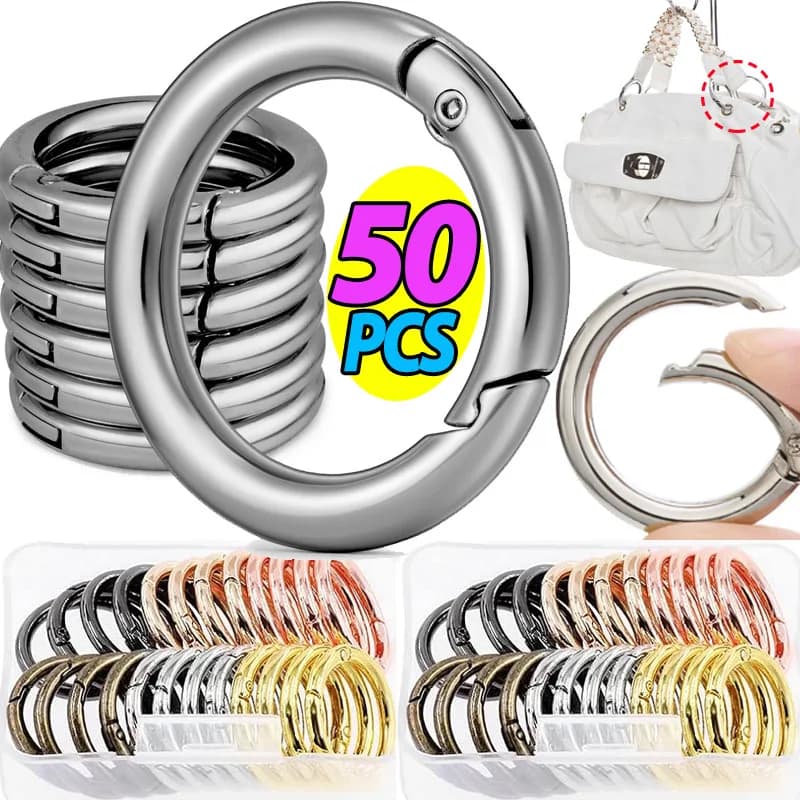 10/50pcs Metallo O Ring Catenacci A Molla per Gioielli FAI DA TE Openable Rotondo Moschettone Portachiavi Borsa Pinze Gancio Catena Del Cane fibbie connettore