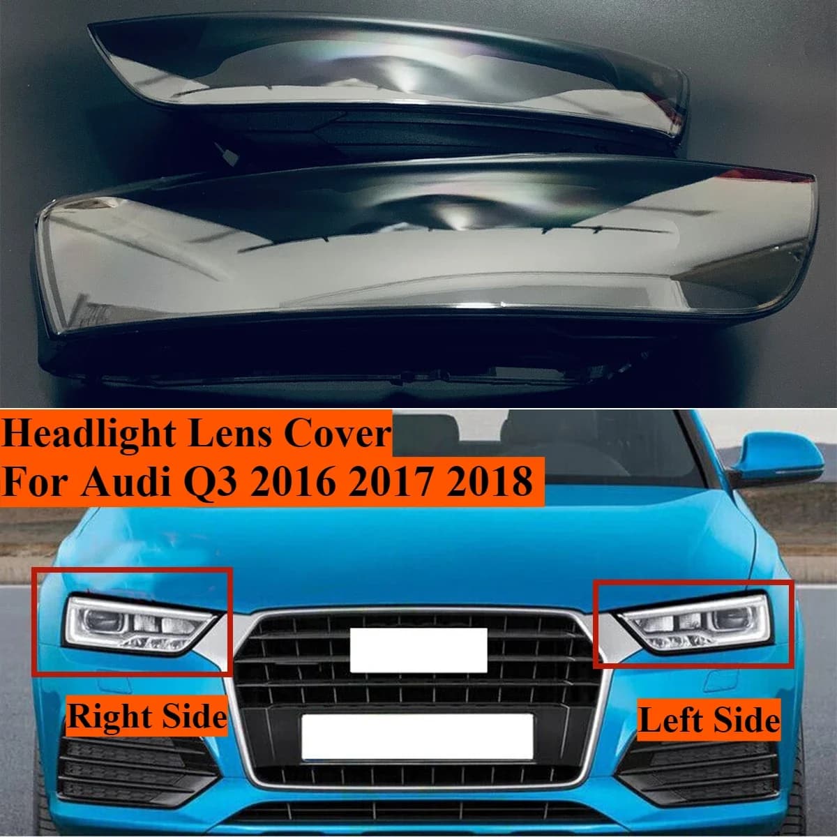 Sinistra/Destra Auto Faro Copriobiettivo Per Audi Q3 2016 2017 2018 Paralume Trasparente Faro Trasparente Alloggiamento Borsette