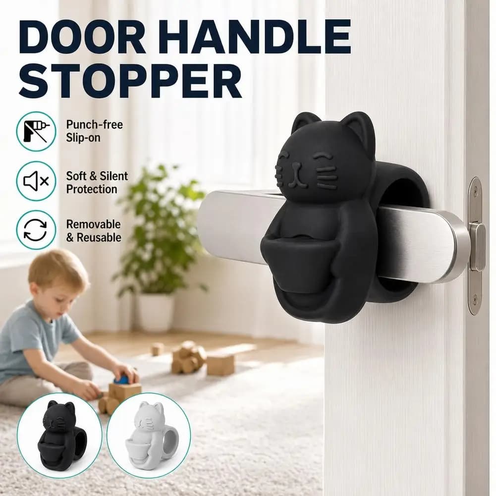 Silicone Door Stopper No Drill Door Handle Buffer Guard Wall Protector Silent Washable Door Bumpers For Bathroom Home