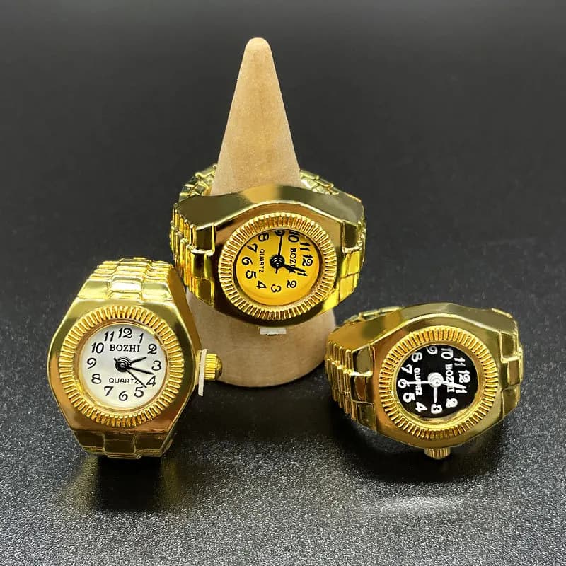Kiss Jewelry Punk Coppie color oro Mini orologi Anelli da dito per donna Uomo Quadrante quadrato rotondo Anello al quarzo Anello per orologio Regalo