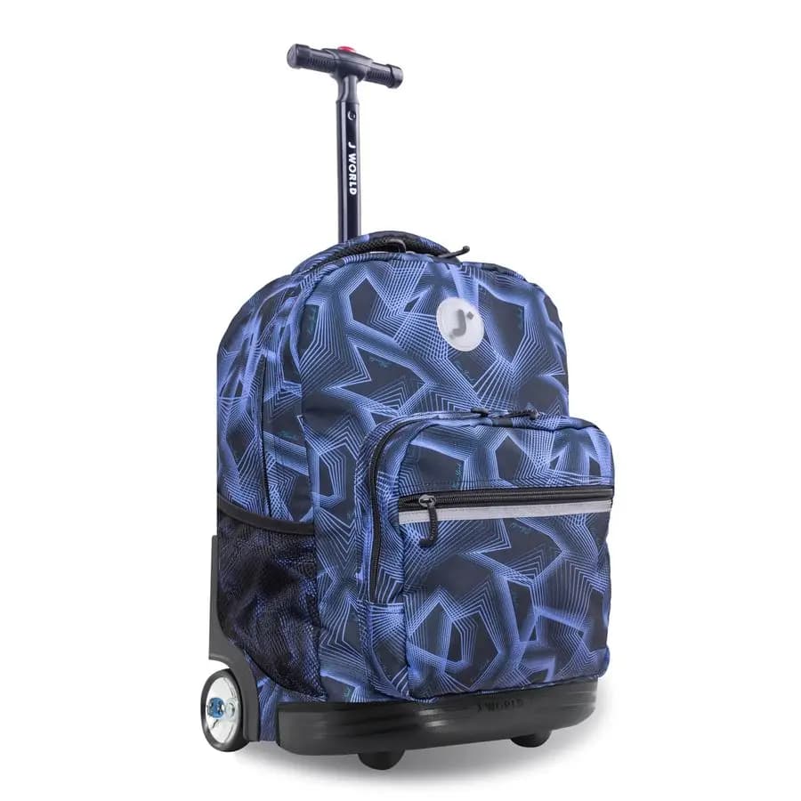 Zaino con rotelle per bambini World Sunrise per ragazze e ragazzi. Borsa per libri con ruote per la scuola, discoteca