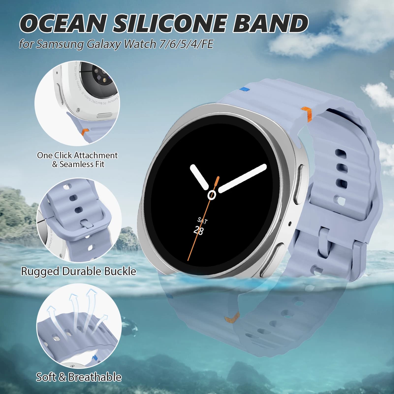 Sport in silicone per Samsung Galaxy watch 8 cinturino 44mm 40mm braccialetto di ricambio Correa pulseira Galaxy watch 8 cinturino classico 46mm