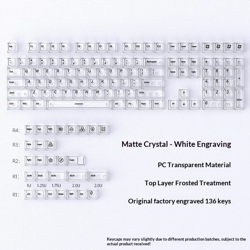 Crystal white keycap PC original factory 136 key small full set mechanical keyboard DIY engraving