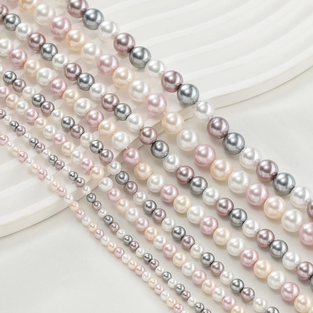1 filo 4.5/6.5/8/10mm perla artificiale di vetro circa 39-92 pezzi perline distanziatrici per collana fai da te braccialetto creazione di gioielli accessori