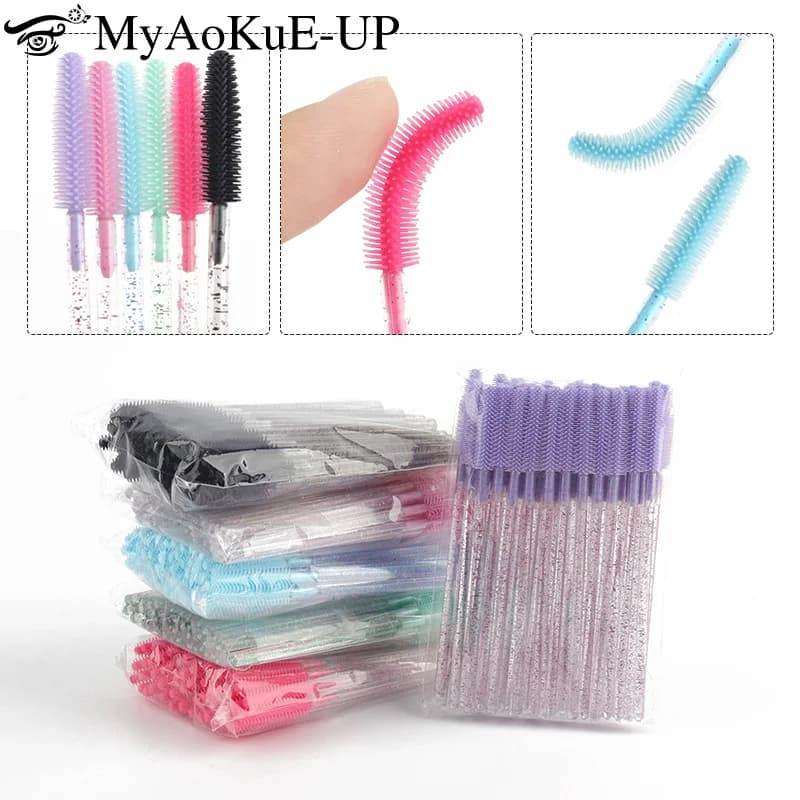 50 pcs Use And Drop Brush For Silicone Eyebrow Combs Mascara Microbrush Lash Lifting Tool Eyelash Extension Supplies