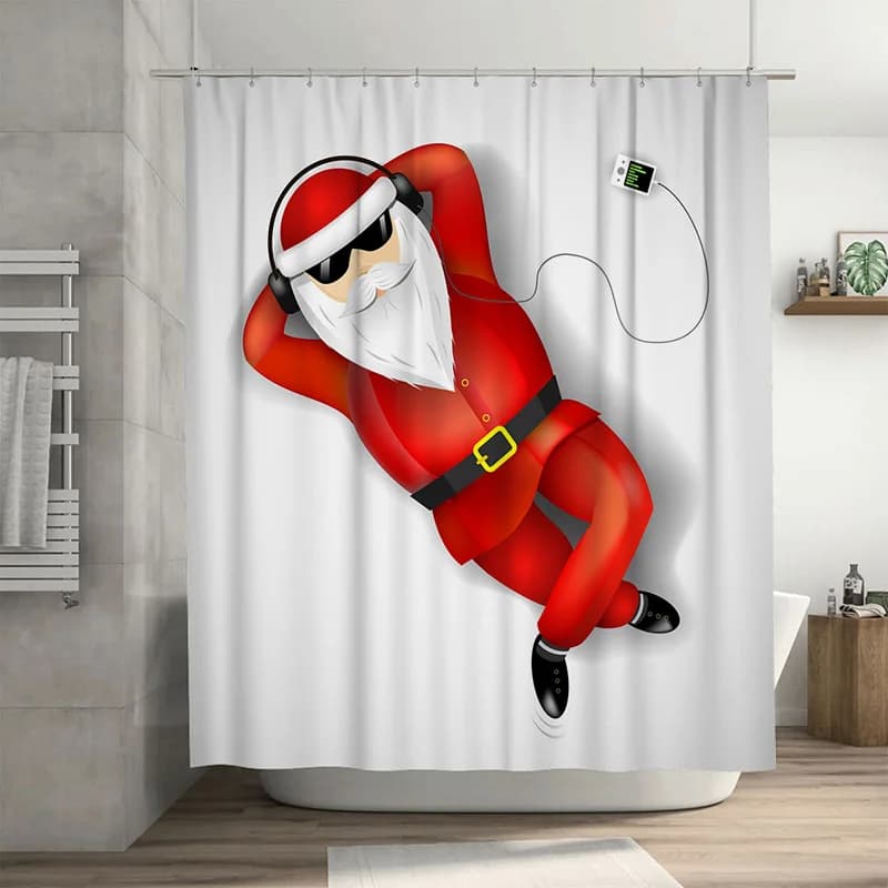 TU Babbo Natale Tenda da doccia Festivo Vacanze di Natale Decorazioni per il bagno Tessuto impermeabile Regalo di festa Decorazione per feste a casa Indietro