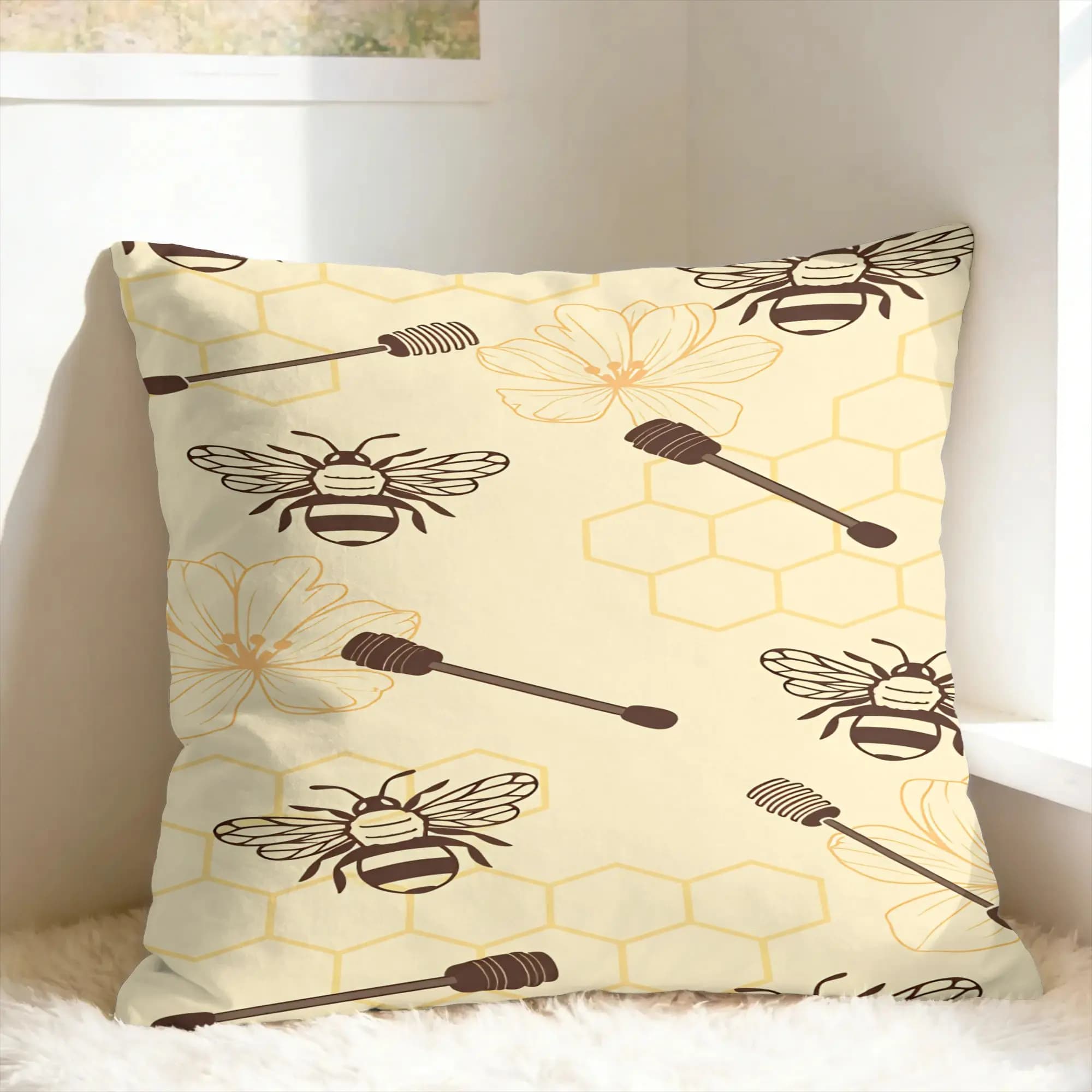Federa per cuscino con motivo a forma di ape, federa moderna, comoda, per divano, auto, decorazioni per la casa