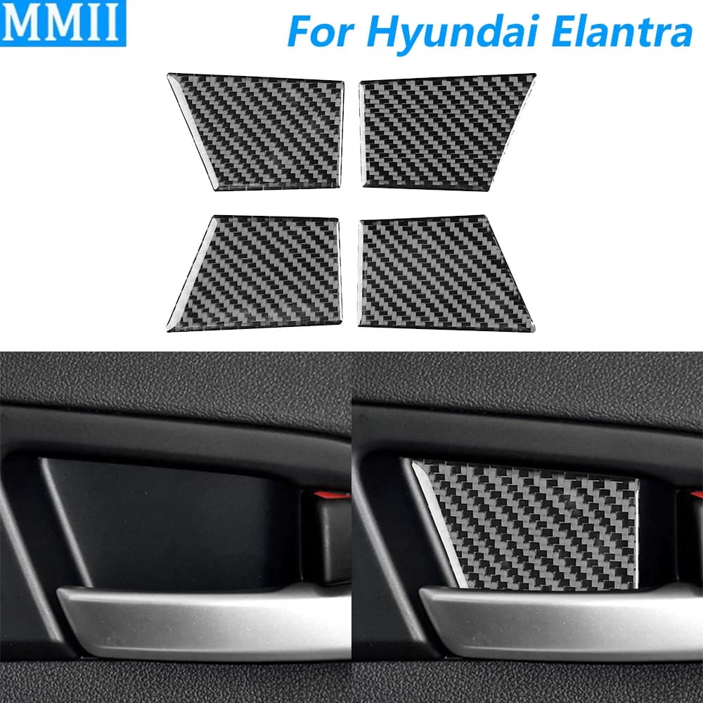 Per Hyundai Elantra PHEV 2017-2020 Maniglia Della Porta In Fibra di Carbonio Ciotola Interna Pannello di Copertura Decorativa Accessori Auto Decorazione Adesivo