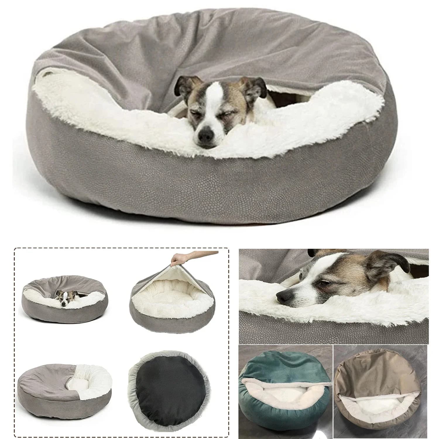 Cuccia ortopedica per cani lavabile in lavatrice con coperta con cappuccio inverno caldo impermeabile resistente allo sporco cuccia per cuccioli di gatto cucce per cani