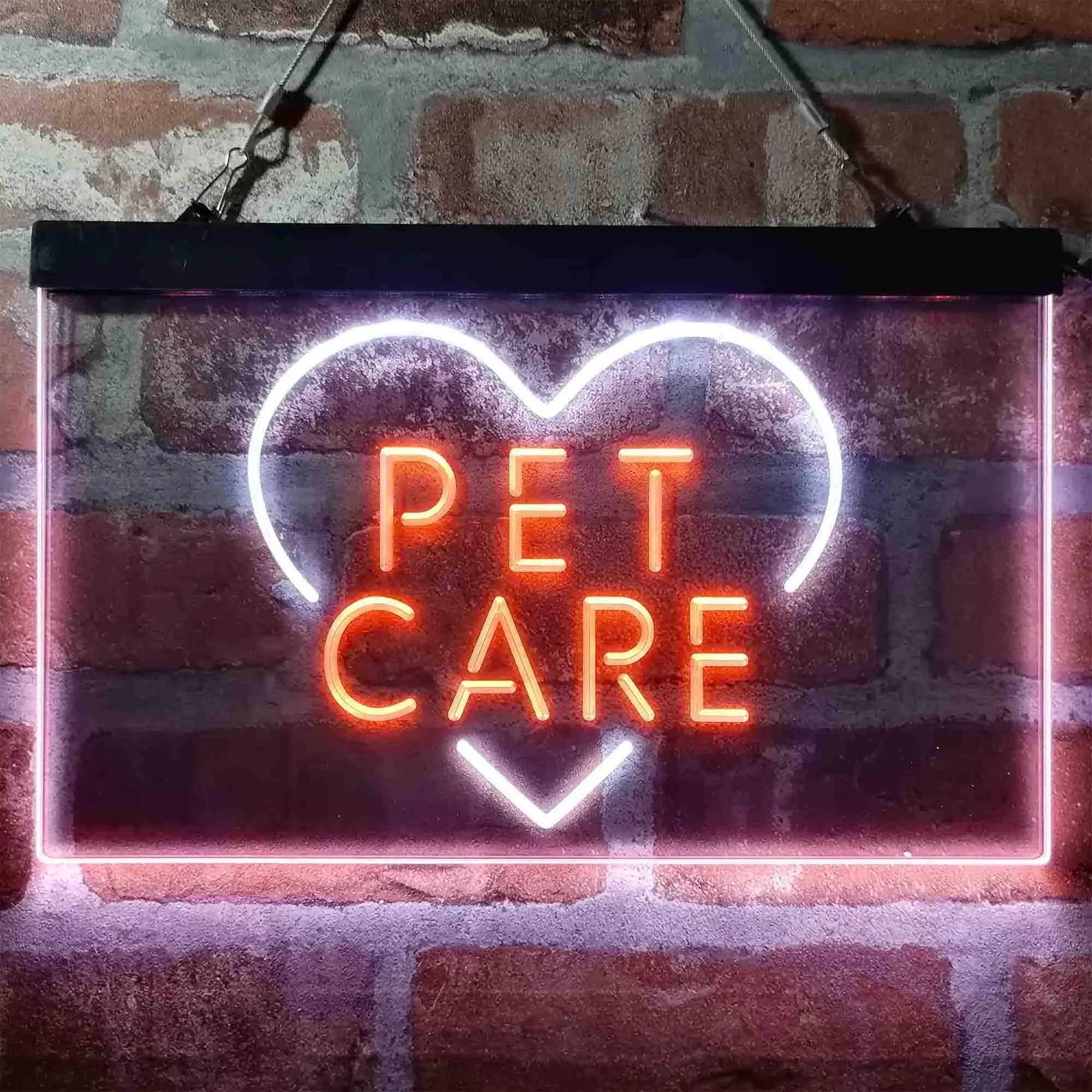 Insegna al neon a led bicolore con cuore per toelettatura per la cura degli animali domestici st6-i3991