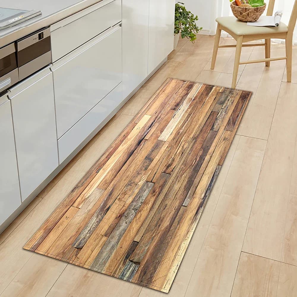 Tappetino da cucina Camera da letto Soggiorno Tappeto Ingresso Zerbino Corridoio di casa Balcone Tappetino assorbente Modello in legno Tappeto lungo antiscivolo