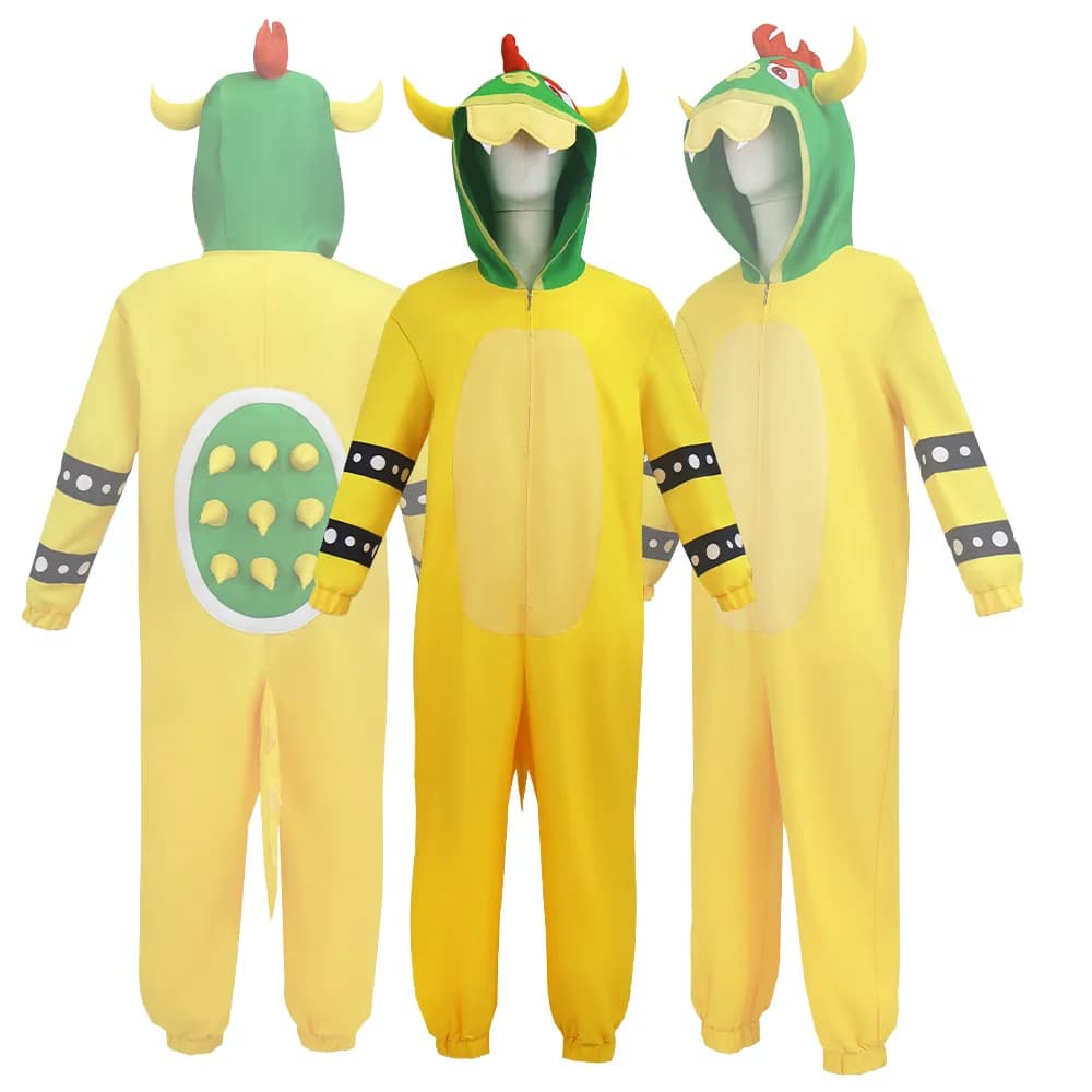 Tuta cosplay Bowser unisex pigiami animali gialli costume festa Halloween