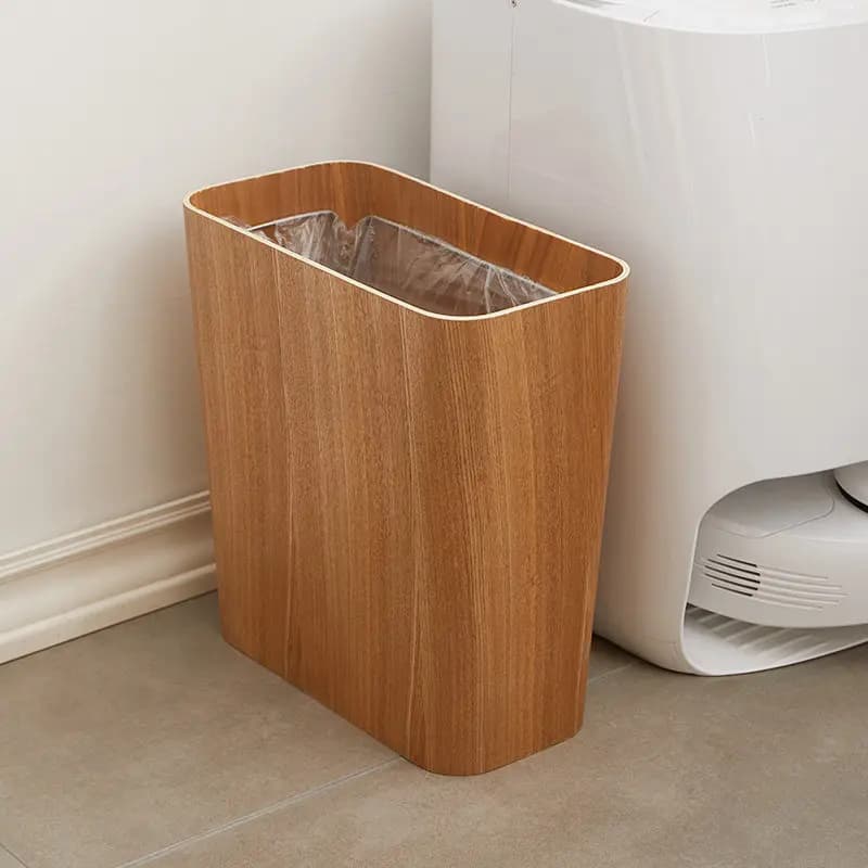 Cestino per Rifiuti in Legno Sottile per Spazi Stretti, Cestino Alto in Stile Giapponese per Bagno e Toilette, Design Discreto che Nasconde i Sacchetti della Spazzatura