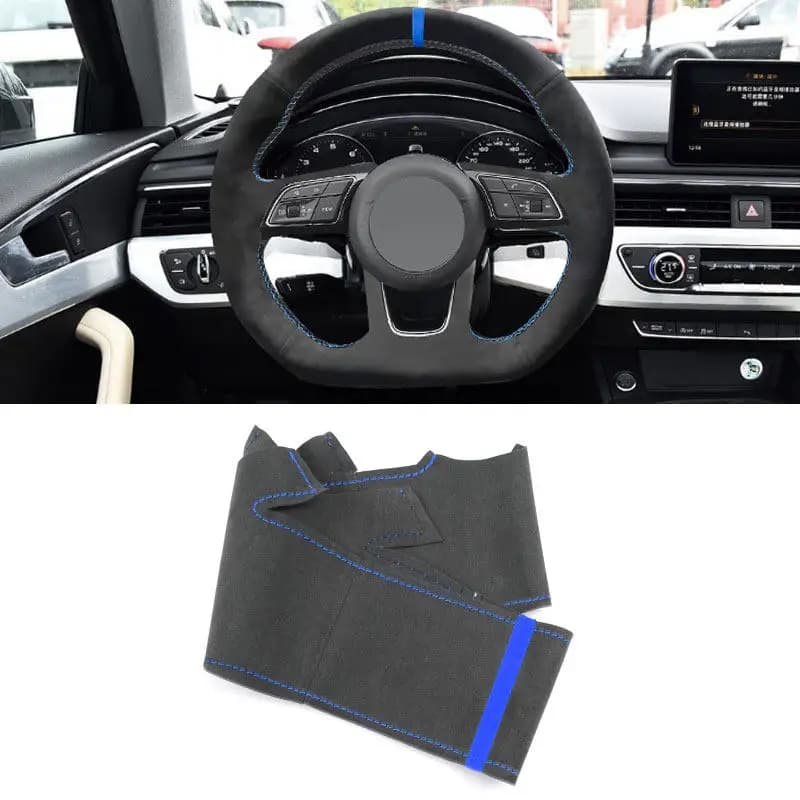 Cover for Audi A3 8V/8Y 2017-2022 S3 A4 B9/8W S4 A5 8W6 S5 Q2 SQ2 Hand sewing Suede Blue Striped Threads