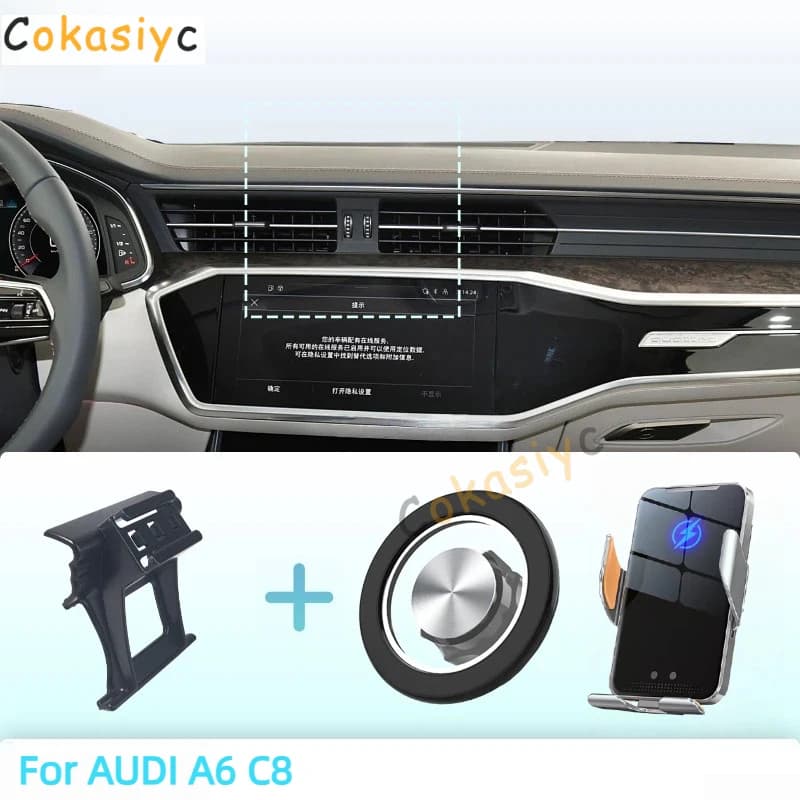 Made to measure for AUDI A6 C8 2019-2021 2022 2023 2024 Phone Holder Car Magnetic Phone Mount Smart Sensing Wireless Charging