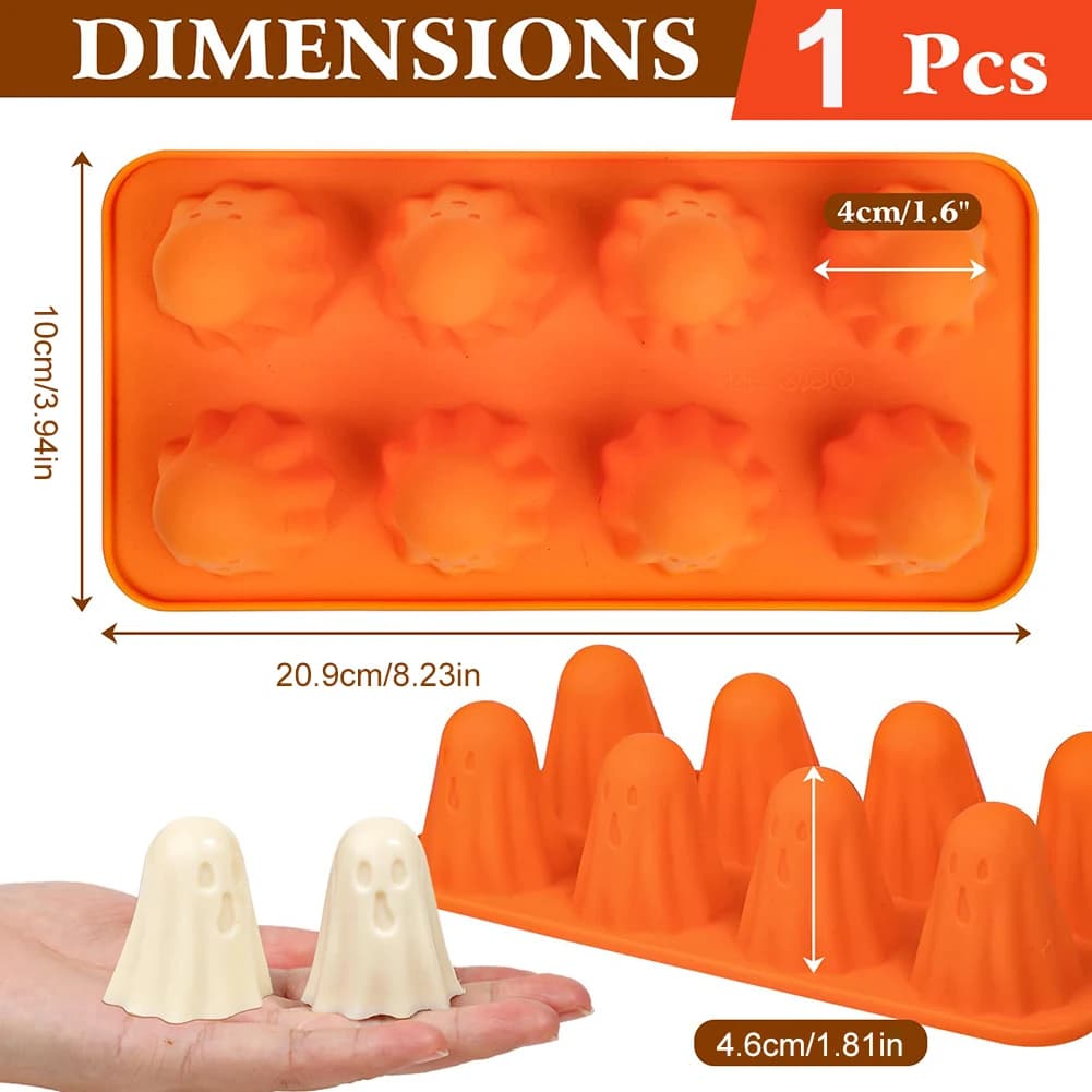 1 pz 3D Fantasma Stampo In Silicone Riutilizzabile Stampi In Silicone di Halloween Resistere All'usura Utensili Da Cucina Per Le Vacanze per Gelatina di Cioccolato Caramelle Gommose