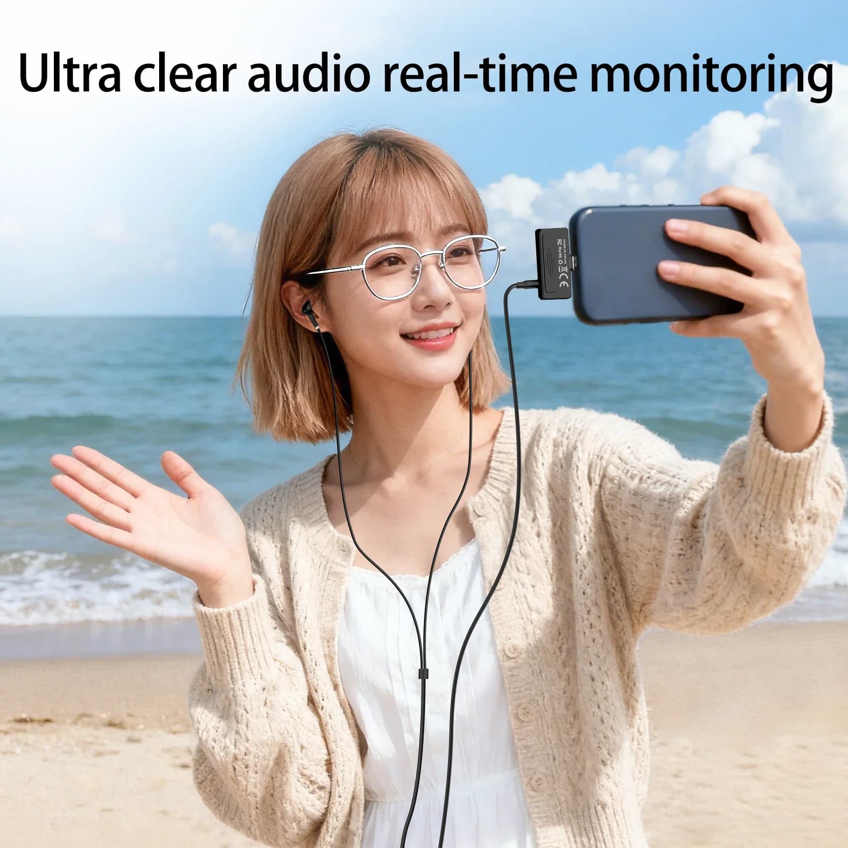 LINIM R6 Microfono con cancellazione del rumore Dedicato per Podcast/Vlog AI Riduzione del rumore Monitor plug-and-play Microfono mobile