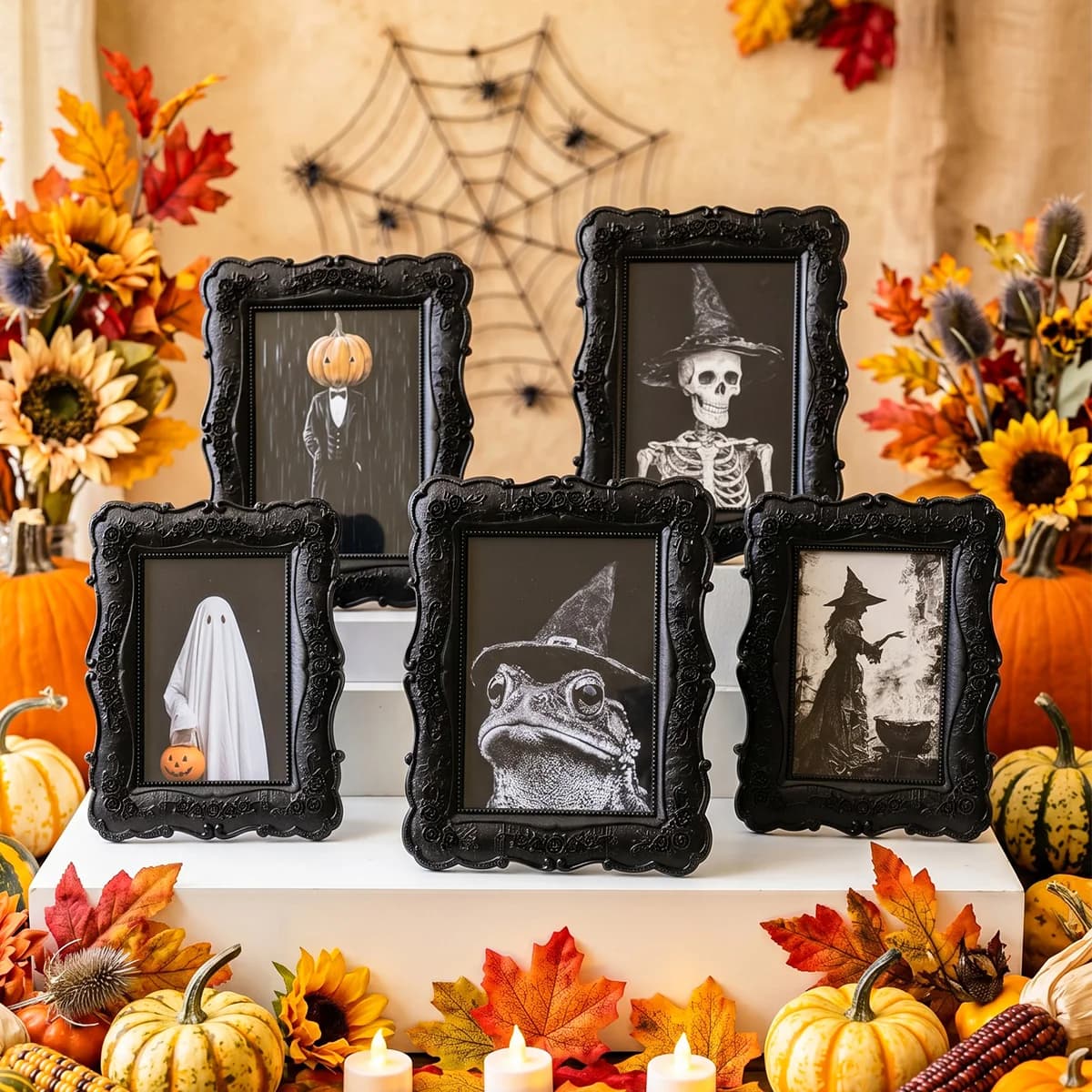 1PC, Black Baroque Engraved Rectangular Picture Frame, European Relief Resin Standing Display Stand, Gothic Style Photo Frame