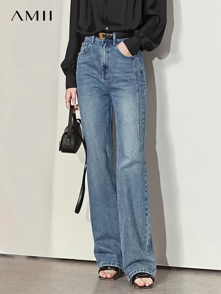 Amii Minimalismo Jeans da donna 2024 Pantaloni in denim vintage primaverili Pantaloni larghi a gamba larga Pantaloni casual da donna Pantaloni femminili 12270097